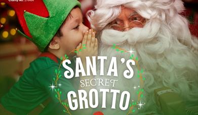 Santa and Elf with Grotto logo