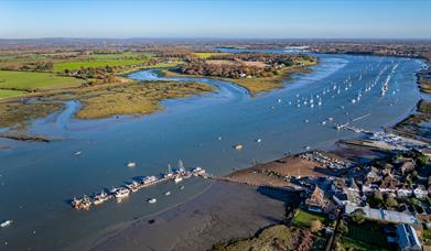 Ariel view of Chichester Harbour National Landscape and Itchenor Reach