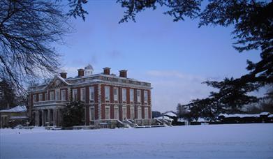 Stansted House surrounded by snow